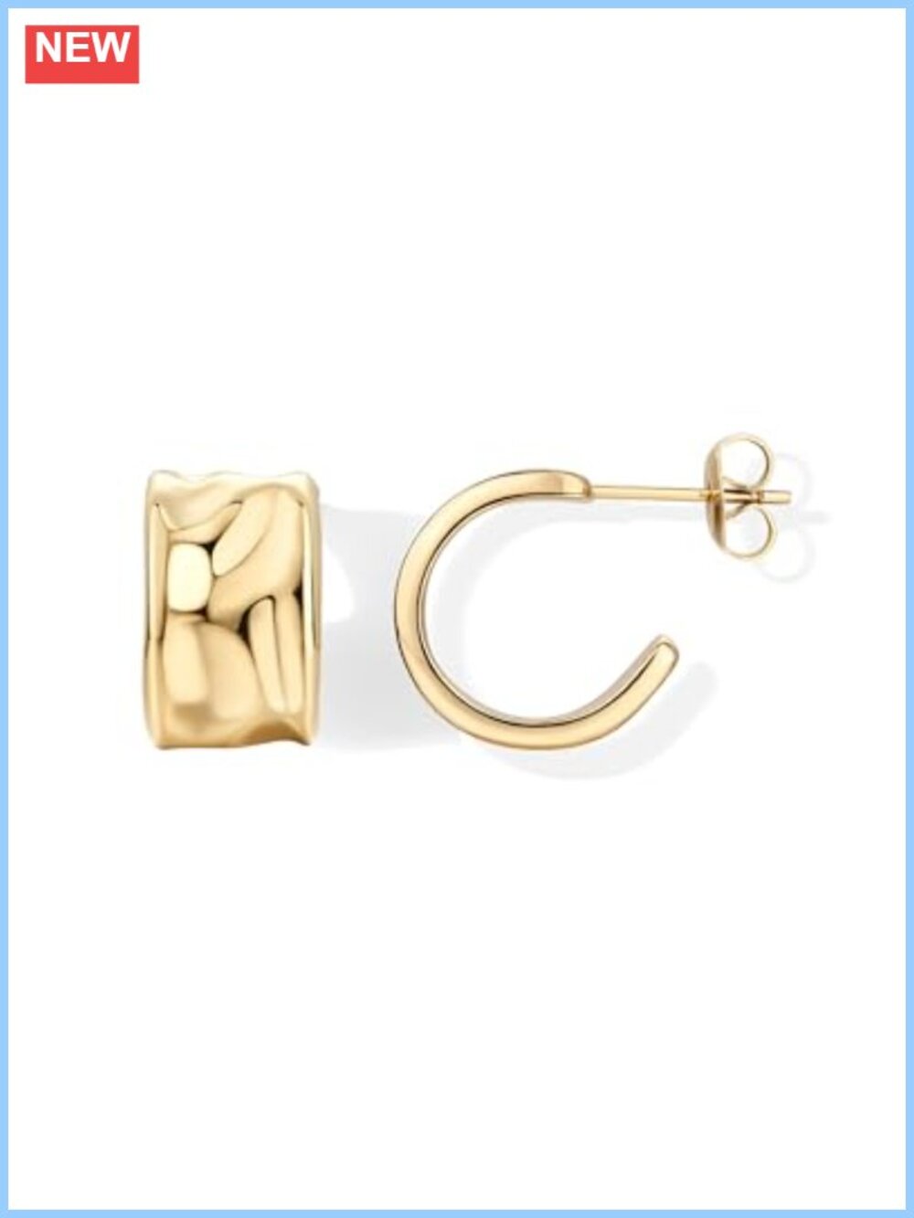 Waterproof Chunky Gold Plated Hoop Earrings for Women